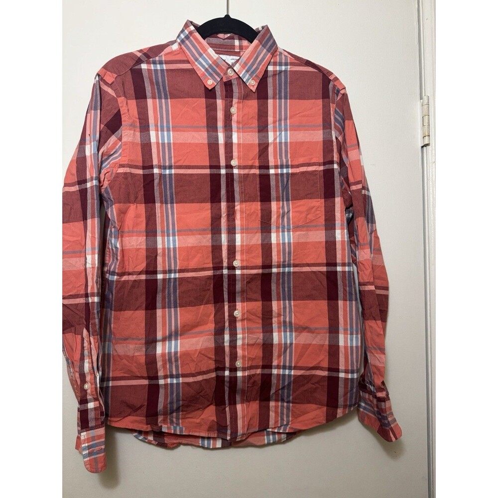Old Navy Menβs Plaid Orange Shirt Size Small